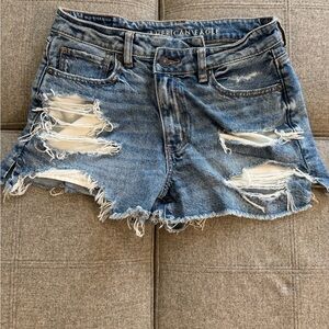 American Eagle Outfitters Blue Distressed Jean Shorts